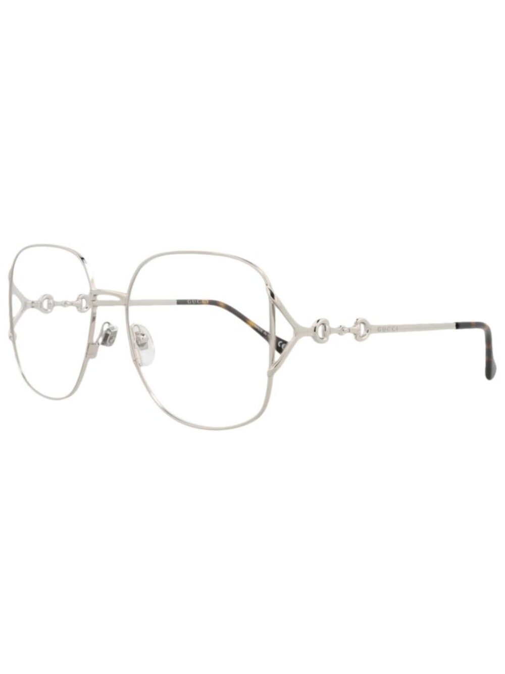 New Gucci Women's Eyeglasses Square Rectangle Metal Frame Silver Silver